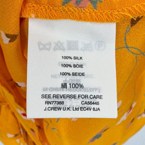 NWT MADEWELL Silk Wrap Cami Top in Painted Yellow Orange Carnations Size 14 - Picture 8 of 8